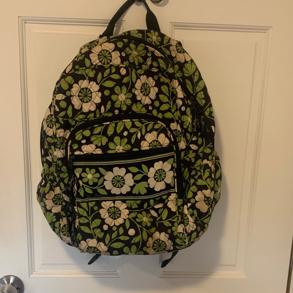 Vera Bradley Green and Black Floral Backpack